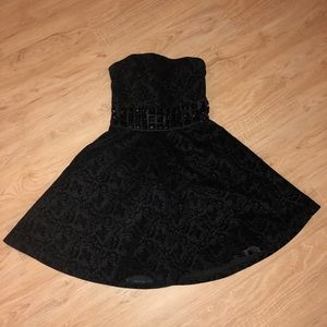 Black on black velvet paisley print strapless